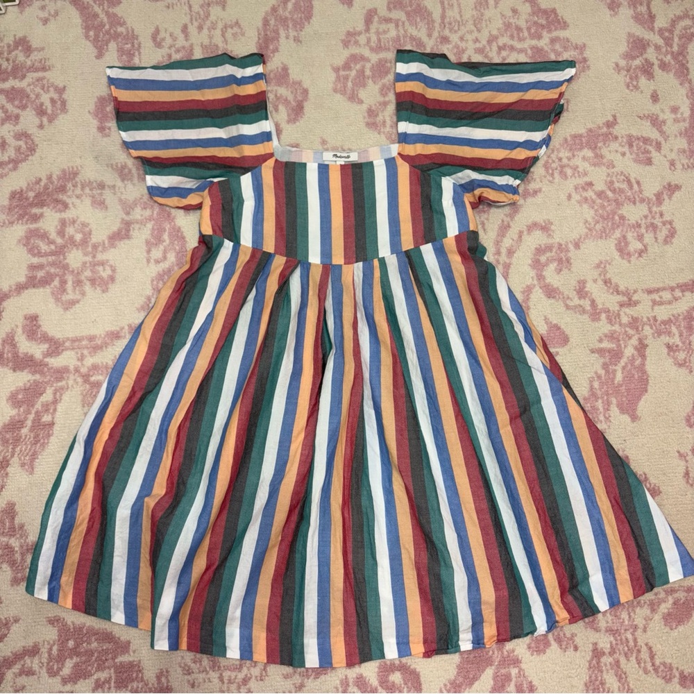 Madewell Multicolor Festival Stripe Square-Neck Mini Dress Women’s S - Picture 1 of 10